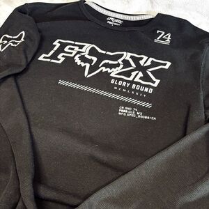 Fox Racing Glory Bound Black Thermal Waffle Foxtech Shirt Mens Size L Logo